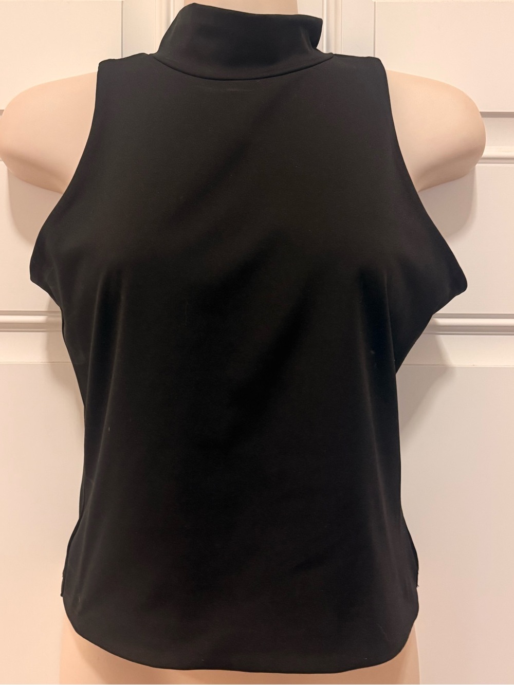 NoBo No Boundaries Cropped Mock Neck Double Lined Sleeveless Tank- Black, M
